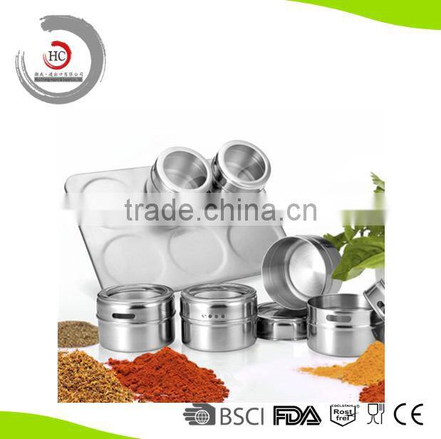 Reusable stainless steel magnetic spice tin magnetic spice rack magnetic spice jar HC-MS16