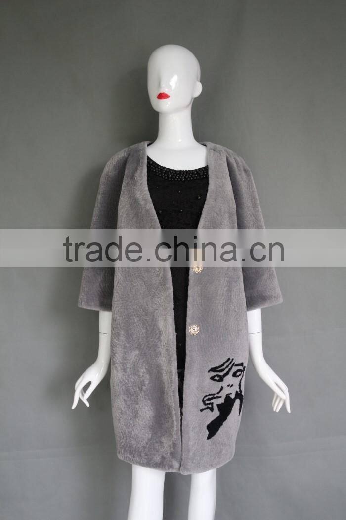 European and American wind lambs wool sheep sheared fur one dress coat female long fur coat in winter