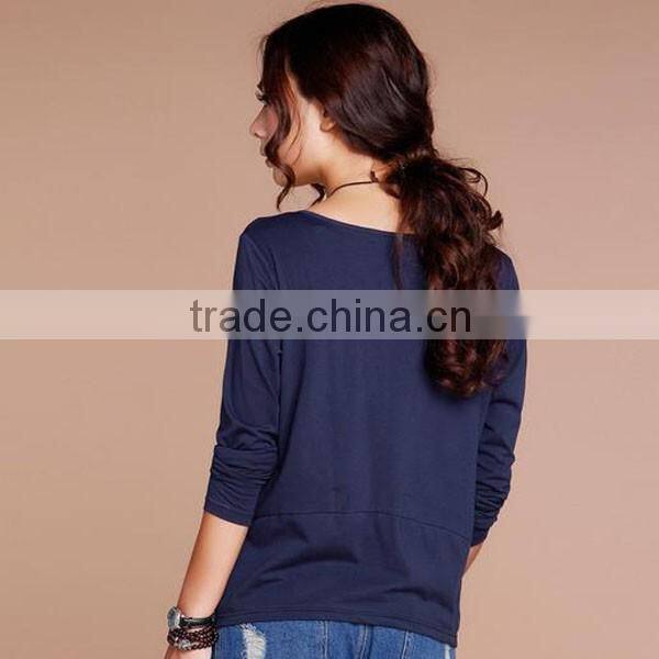 wholesale comfortable long sleeve o-neck women t shirt