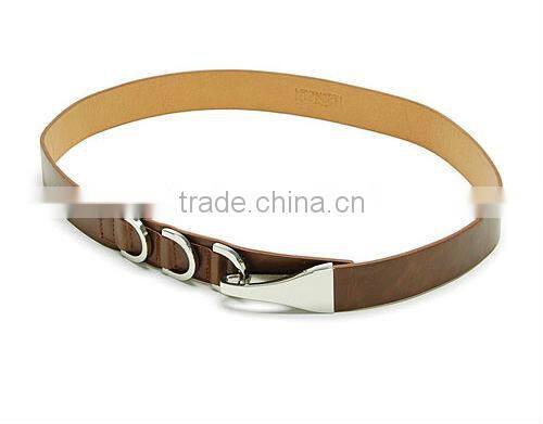 Ladies' Fashion Brown Color Fake PU Leather Dress Belt with Clasp Enclosure