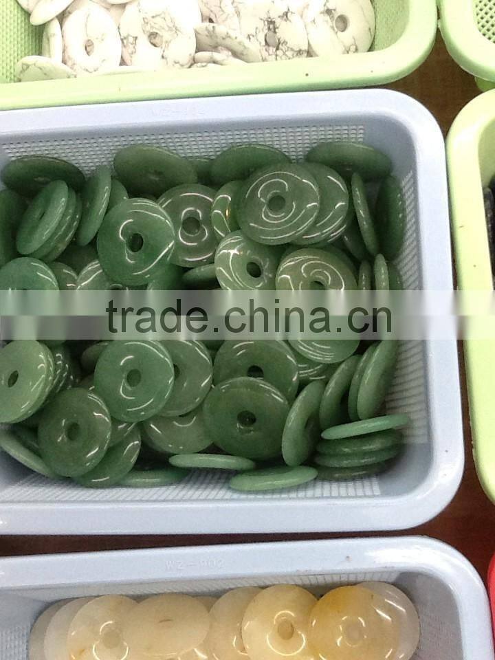 40mm round natural necklace jewelry pendant black agate donut pendant