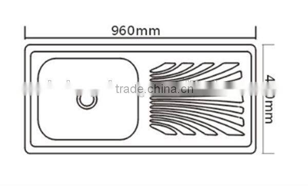 Above counter Stainless Steel Single Bowl Sink with drainer board