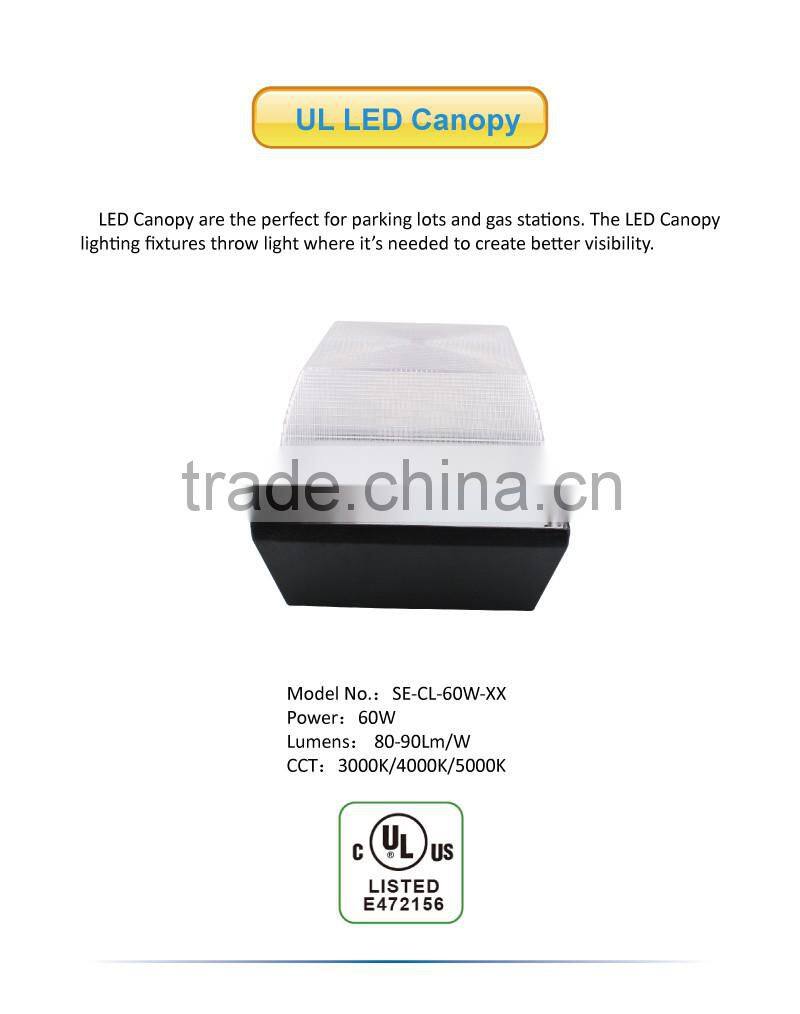 2016 IP54 innovative product UL Listed 60W Retrofit led canopy light gas station
