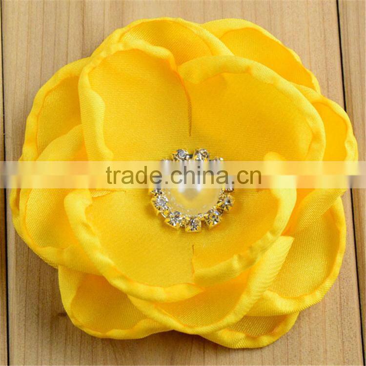 Shiny beaded pearl rhinestone - hair accessories chiffon flower decoration botton