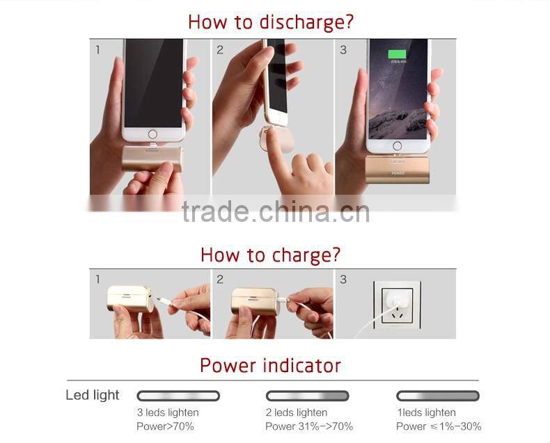 Shenzhen factory 2600mAh Wireless Mini tail plug power bank External Portable Battery Power Bank Charger For iPhone and Samsung