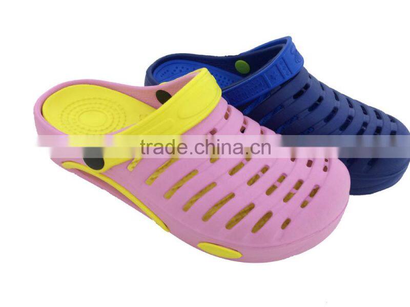 Comfortable female double color soft footbed garden eva shoes