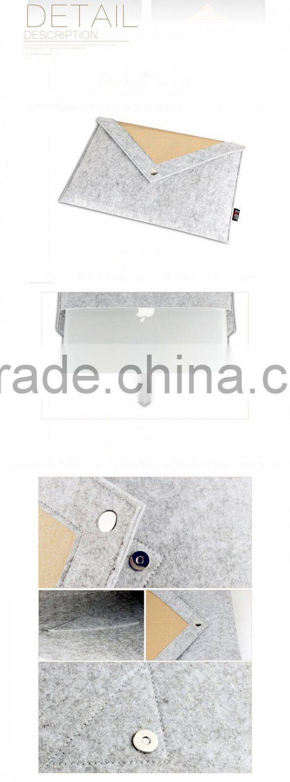 2015 BUBM Grey Pure Wool Felt Fabric Carrying 13 inch Computer Notebook Case Bag