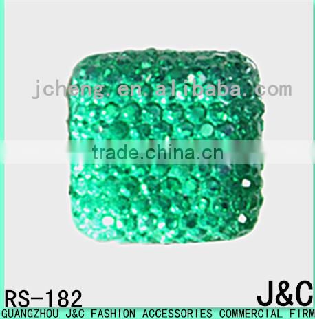 16*16 green color star effect square shaped resin stone