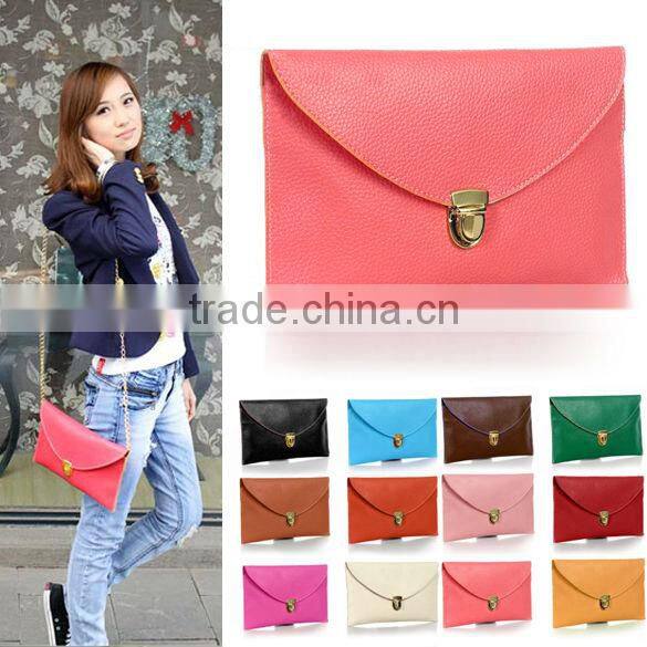 Womens Envelope Synthetic Leather lady clutch bag new fashion envelope clutch bag with chain shoulder