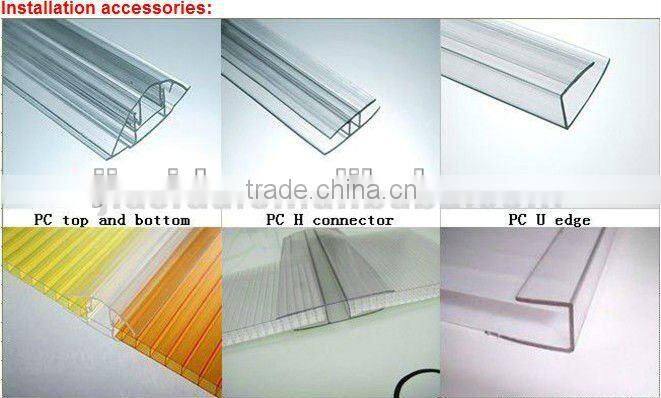 Polycarbonate hollow sheet for swimming pool roofing/coating/covering/PC hollow sheet/polycarbonate hollow sheet/skylight