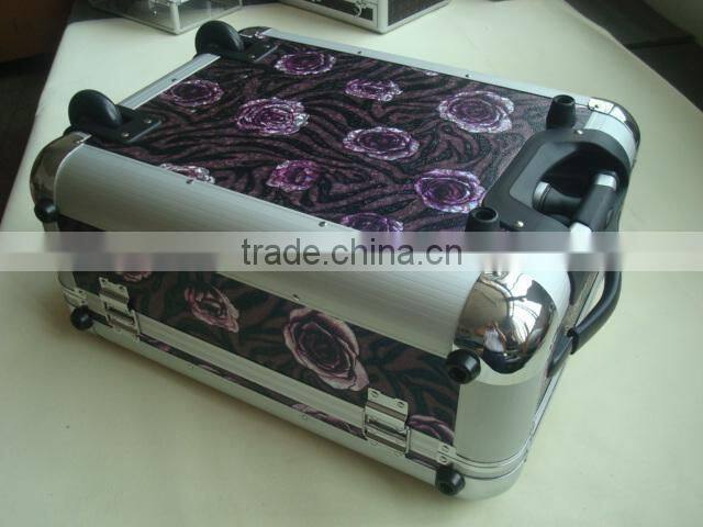 PVC vintage luggage case,polyester make up case trolley makeup bags cases,aluminum luggage case