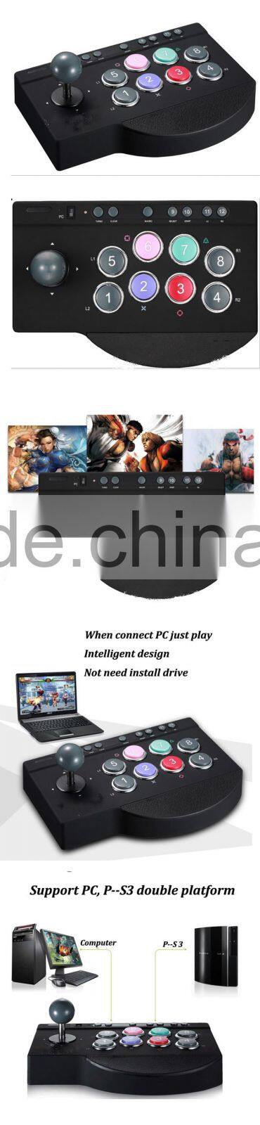 ABY 8 direction game rocker Fighting Stick Arcade Joystick Turbo Function eight Action Buttons Compatible for PC PS3