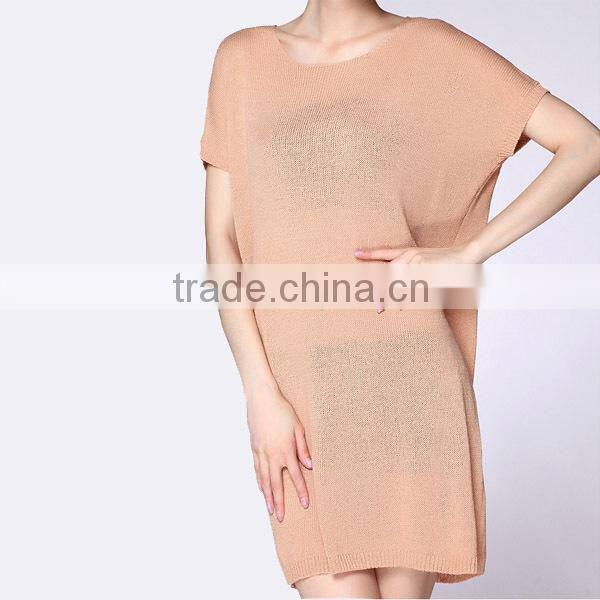15STC2217 boat neck knit linen dress