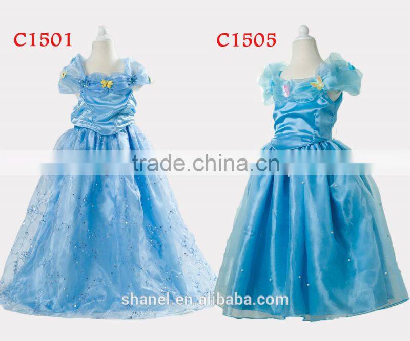 high quality movie costume blue dress fairy dress cinderella flower girl dresses