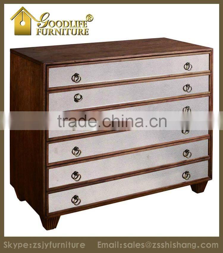 Antique Reproduction Wooden Console Cabinet with 6 Drawers