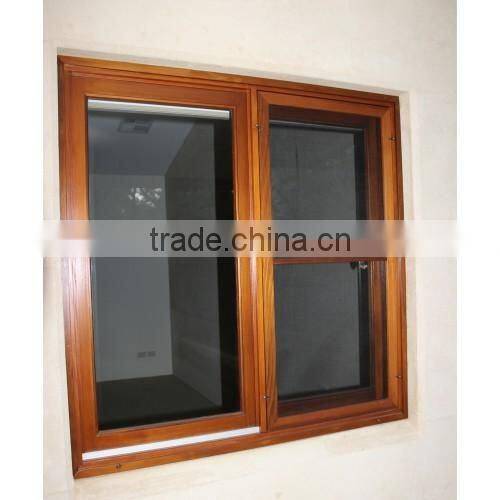 wood color Aluminium sliding glass window
