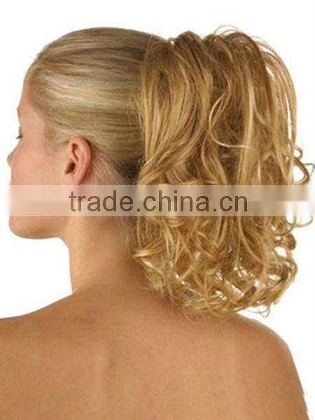 Discount beautiful blonde loose curly synthetic hair ponytail