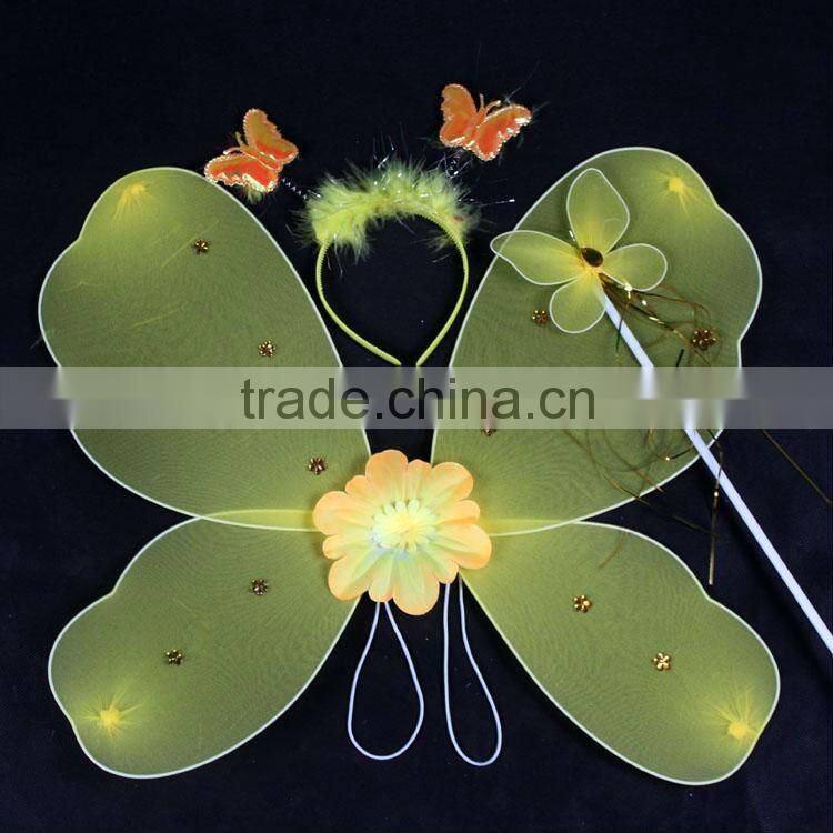 Wholesale Child Costume Accessories Fairy Wings & Halo Butterfly Girls Fairy Halloween Costume Wings , Free Shipping