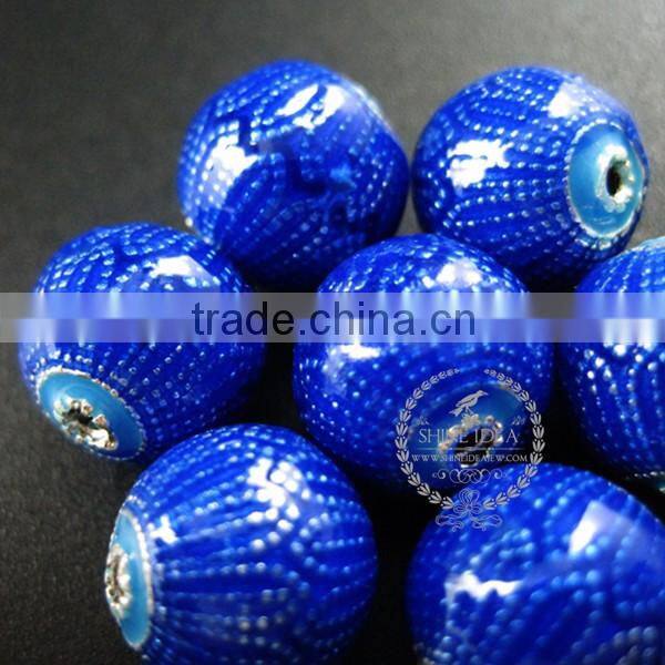 12mm brass blue enameled beads metal beads DIY bacelet jewelry supplies 3000039
