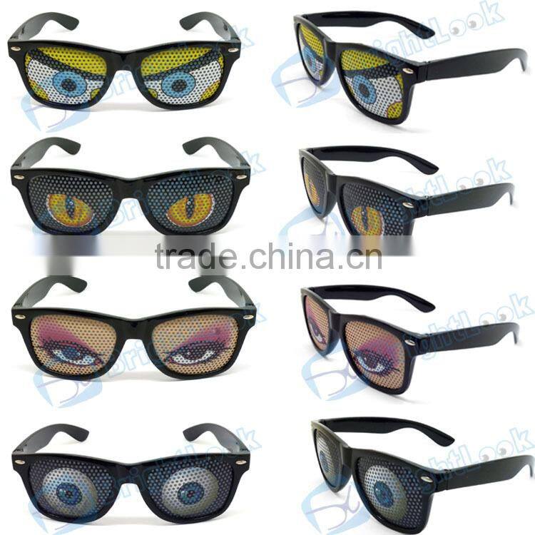 2014 custom logo sunglasses ,wholesale custom logo sunglasses with pinhole sticker