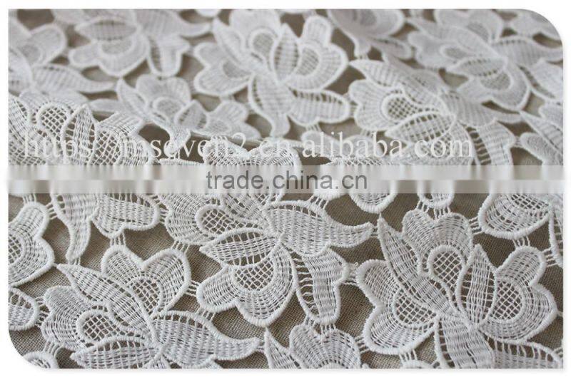 High quality allover embroidery flower water soluble korea lace fabric wholesale