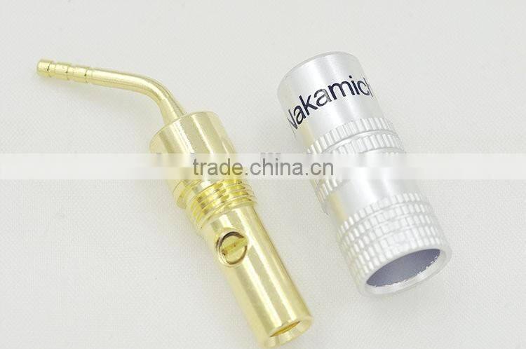 New 24K Gold For Nakamichi Speaker Pin Angel 2mm Banana Bend Plugs Speaker wire Screw Lock Connector