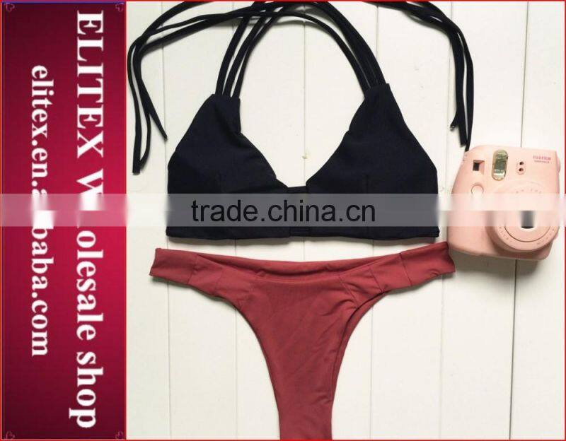 2017 Newest lace red halter sexy print bikini women CK366b