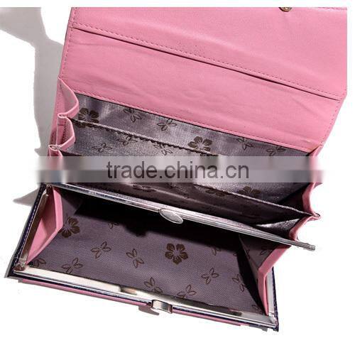 2014 latest oily leather women wallet, hand scratch purse, Korea design flower buckle ladies wallet,multi-function (BXYT006)