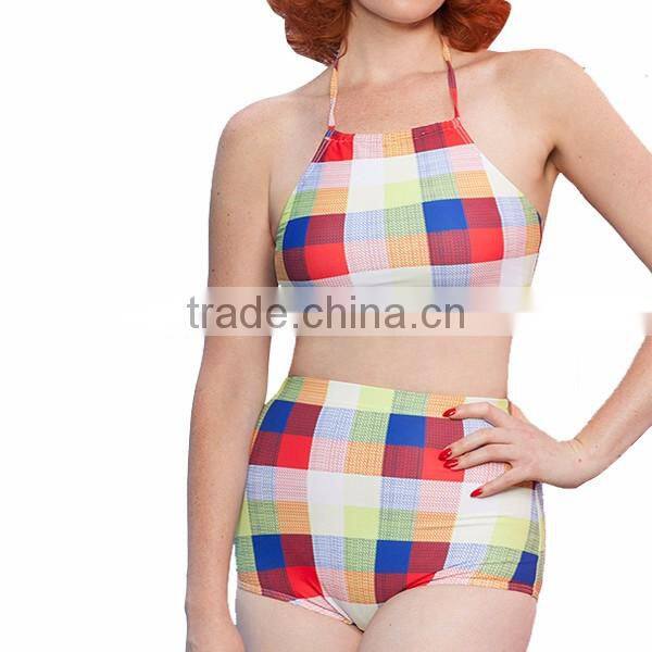 New fashion design women sexy 2016 high waist swim wear
