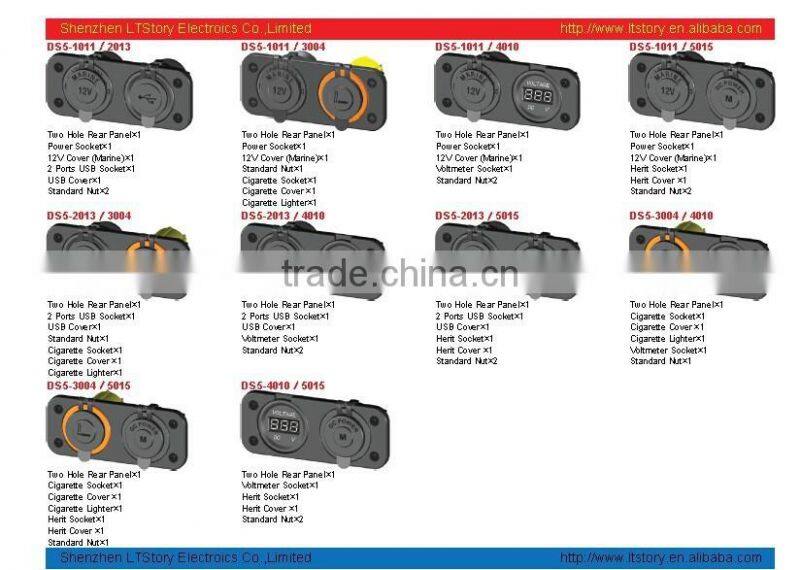 Marine Carvan LED Duel 2 USB Port Charger With DC Voltmeter Digital For Car Boat