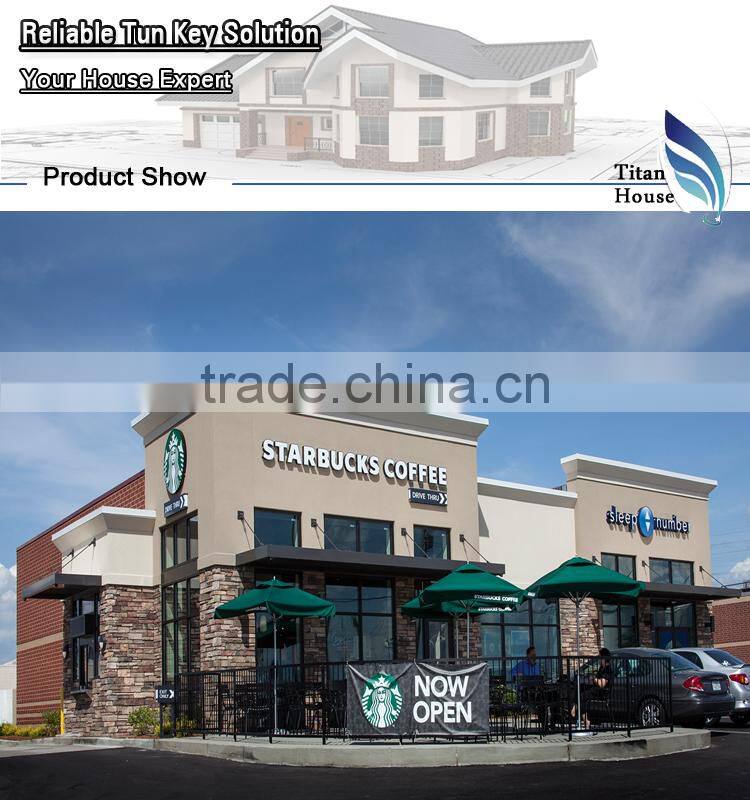 High Quality Simple Light Steel Prefabricated Coffee Shop Design