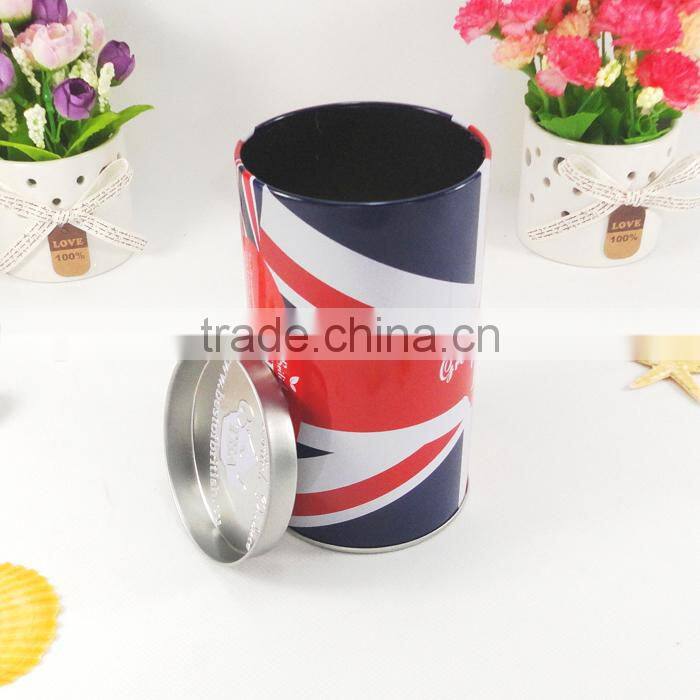 Custom new design cheap round metal pen holder tin box