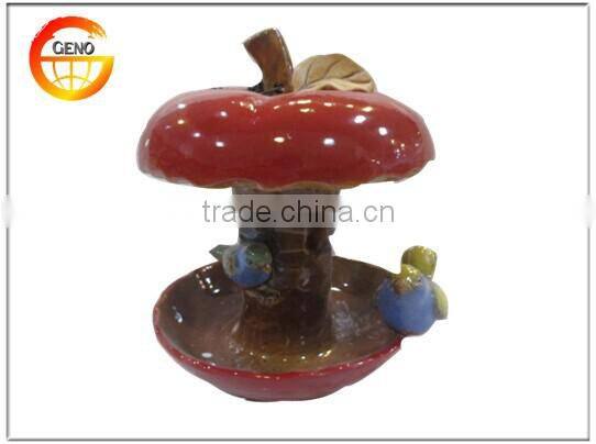 Delicate red apple ceramic bird feeder
