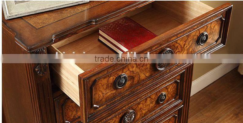 Classic American solid wood furniture five drawers side cabinet