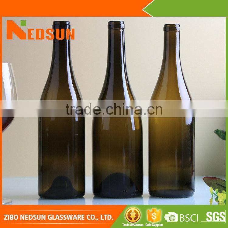 Latest wholesale high quality Classical green wholesale glass wine bottle