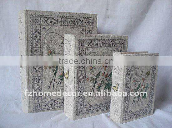 Linen Printing Storage Wooden Book Boxes
