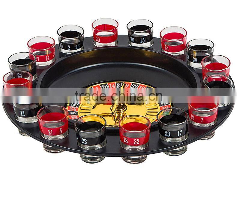 2017 Hot Selling 16 Shot Glass Roulette Drinking Game Set, Party Funny 32" Russian Roulette Drinking Game Glass Set