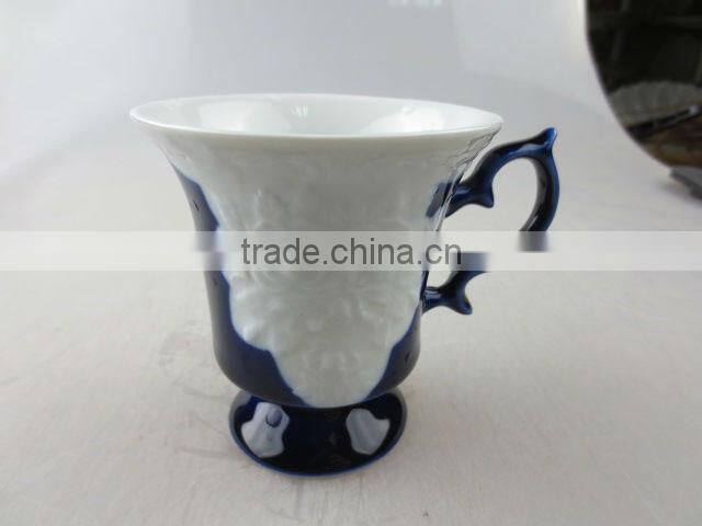 ceramic tea cup with embossed flower design