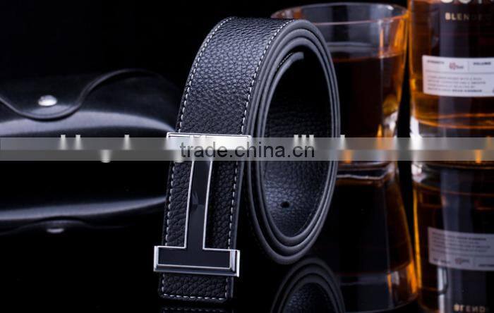 High quality leather belt Genuine smooth buckle leather belt