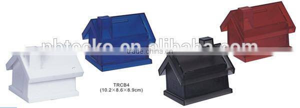 Colorful house shape plastic coin bank/saving bank