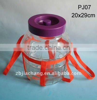 large glass wine jar with plastic lid PJ07