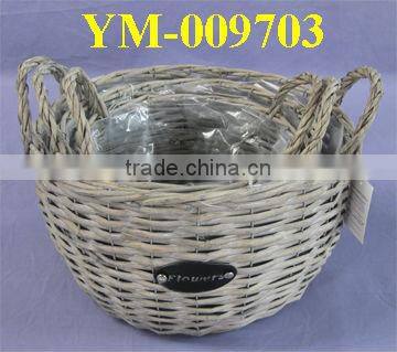 Round Willow Basket For Flowers with handle.