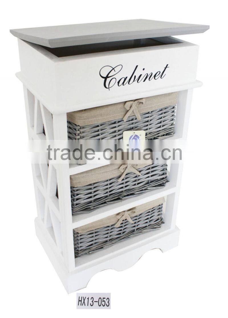 shabby chic home furniture wooden cabinet with wicker drawers