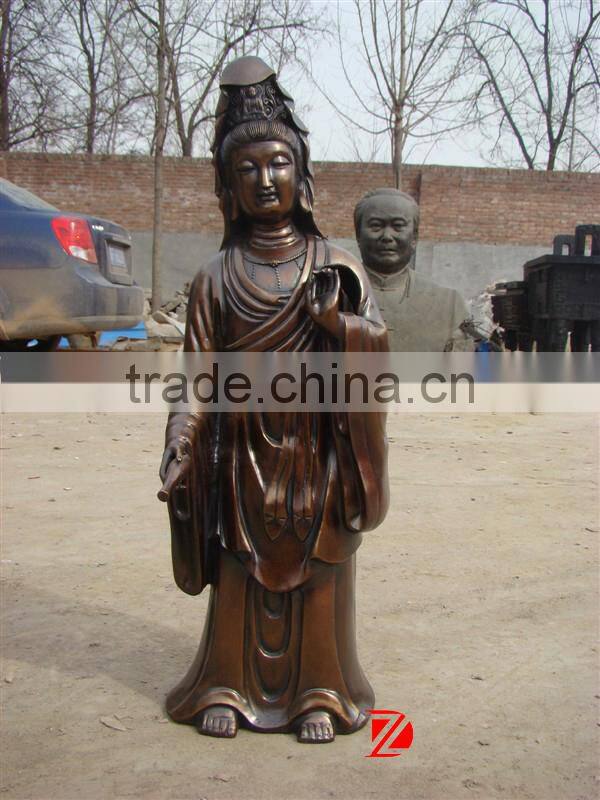 bronze standing kuan yin statue
