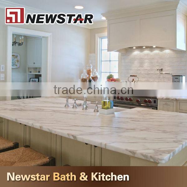 Polisehd China white marble kitchen stone bench tops