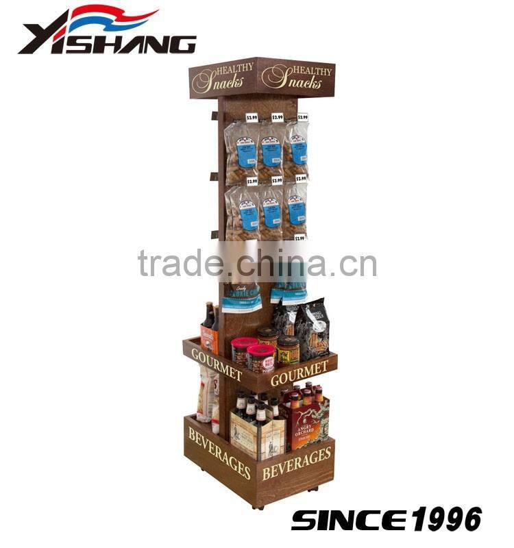 3 tiers vine free standing wheels store candy display rack