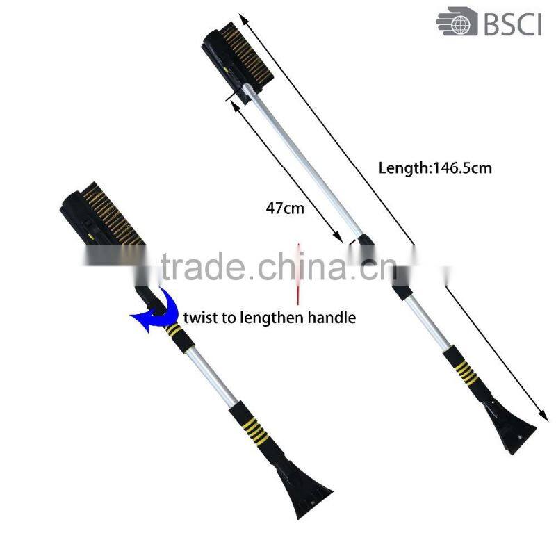 high quality telescopic handle snow brush with ice scraper automobile brush and glass cleaner and comfortable EVA handle