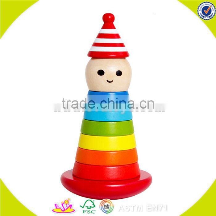Wholesale cheap kids wooden stacking cup toy hot sale baby wooden stacking cup toy funny wooden stacking cup toy W13D079