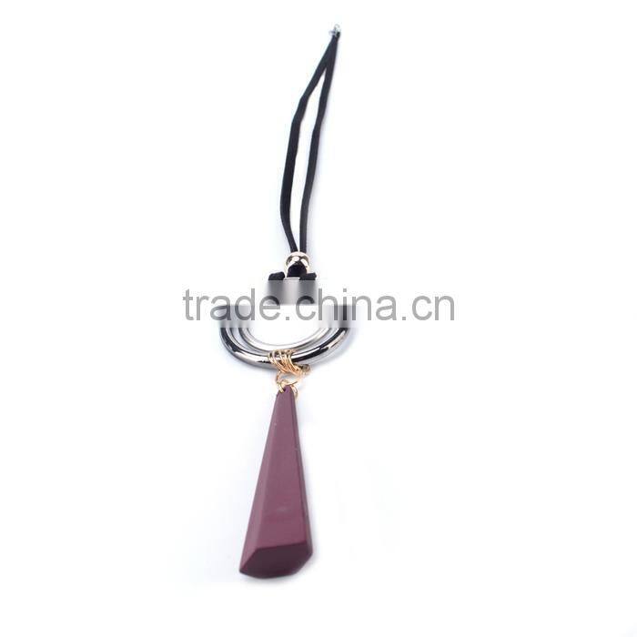 silver double hoops geometric rubber pendant necklace suede velvet leather necklace geometric long sweater necklace