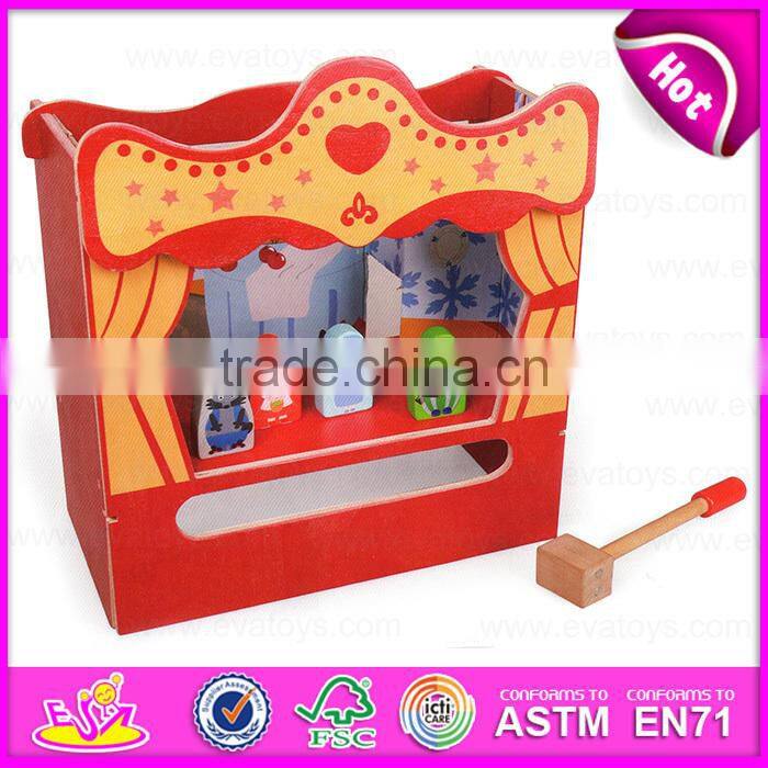 2015 New and popular wooden knock toy,DIY toy wooden table theatre and a hammer story,Role play toy view theatre table W10D102